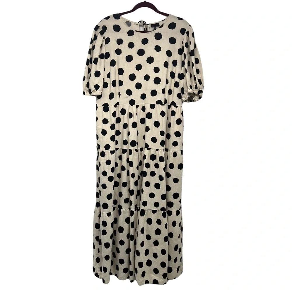 Who What Wear Cotton Polka Dot Puff Sleeve Tiered Maxi Dress